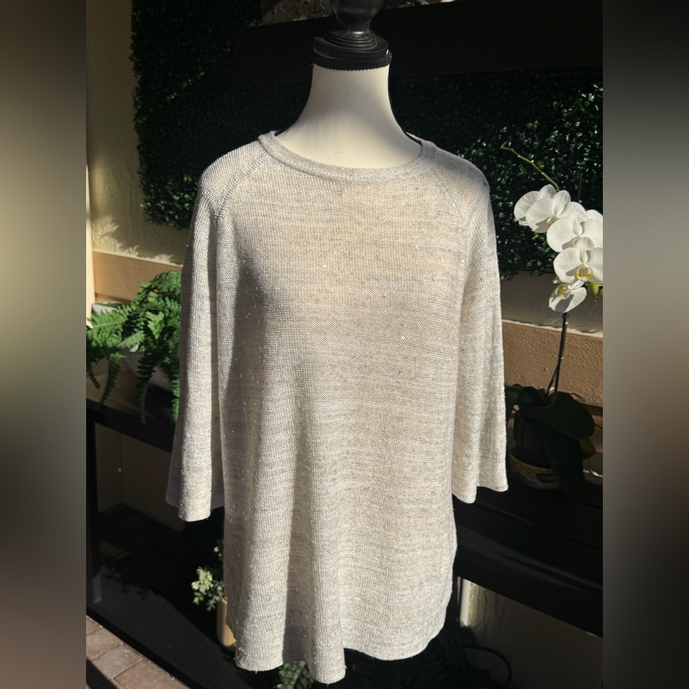 Brunello Cucinelli Lightweight Shimmery Knit Sweater Top in Cream Color Size L